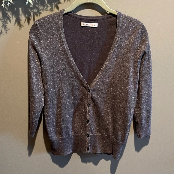 🍂 3/$20 ✨EUC✨Old Navy Sparkly V-Neck Cardigan - Picture 1 of 7
